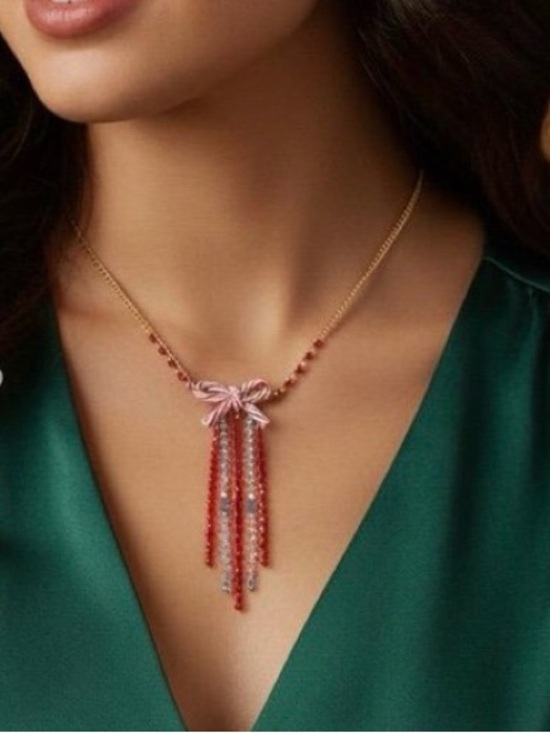 Betsey Johnson Jewelry - New Betsey Johnson Candy Cane Bow necklace: